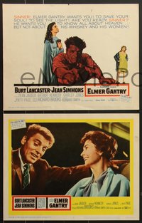 7p1058 ELMER GANTRY 8 LCs 1960 Jean Simmons, fiery preacher Burt Lancaster, Lewis Sinclair novel!