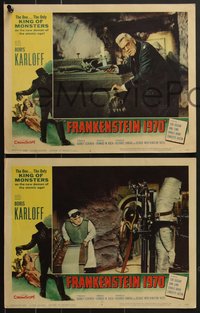 7p1198 FRANKENSTEIN 1970 6 LCs 1958 Boris Karloff with his monster Mike Lane, Charlotte Austin!