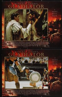 7p1071 GLADIATOR 8 LCs 2000 Russell Crowe, Joaquin Phoenix, directed by Ridley Scott!