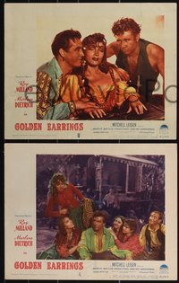 7p1215 GOLDEN EARRINGS 3 LCs 1947 sexy gypsy Marlene Dietrich has Ray Milland under her spell!