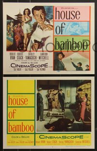 7p1089 HOUSE OF BAMBOO 8 LCs 1955 Sam Fuller, Robert Ryan, Robert Stack, Sessue Hayakawa!