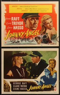 7p1100 JOHNNY ANGEL 8 LCs 1945 George Raft & sexy French Claire Trevor, Hoagy Carmichael!