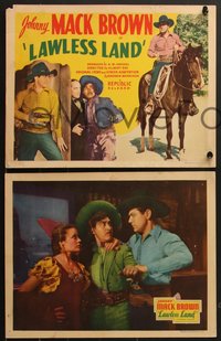 7p1109 LAWLESS LAND 8 LCs 1937 great images of western cowboy hero Johnny Mack Brown, ultra rare!