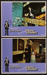 7p1112 LONG GOODBYE 8 LCs 1973 Elliott Gould as Philip Marlowe, Sterling Hayden, Amsel border art!