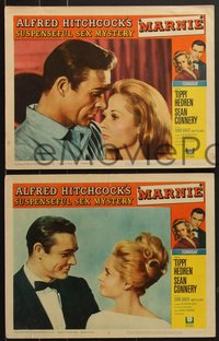 7p1121 MARNIE 8 LCs 1964 Sean Connery & Tippi Hedren in Alfred Hitchcock's suspenseful sex mystery!