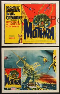 7p1126 MOTHRA 8 LCs 1962 Ishiro Honda sci-fi, wonderful special effects scenes, complete set!