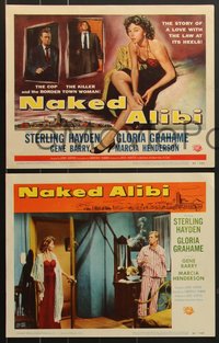 7p1129 NAKED ALIBI 8 LCs 1954 sexy Gloria Grahame, Sterling Hayden, Gene Barry, film noir!