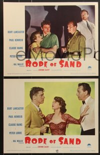 7p1143 ROPE OF SAND 8 LCs 1949 Burt Lancaster, Paul Henreid, sexy Corinne Calvet, Claude Rains, Lorre