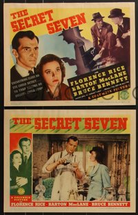 7p1148 SECRET SEVEN 8 LCs 1940 great images of pretty Florence Rice, Barton MacLane, Bruce Bennett!