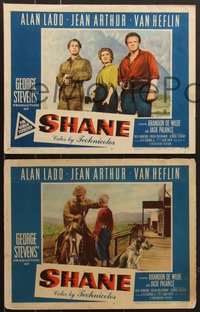 7p1195 SHANE 7 LCs 1953 George Stevens classic cowboy western, Jean Arthur, Van Heflin, cool scenes!