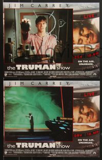 7p1166 TRUMAN SHOW 8 LCs 1998 great images of Jim Carrey, Ed Harris, directed by Peter Weir!