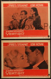 7p1174 VERTIGO 8 LCs 1958 Alfred Hitchcock classic, James Stewart, Kim Novak, complete set!