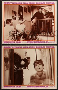 7p1176 WAIT UNTIL DARK 8 LCs 1967 images of blind Audrey Hepburn, Alan Arkin, Richard Crenna!