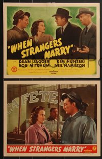 7p1181 WHEN STRANGERS MARRY 8 LCs 1944 young Robert Mitchum, Kim Hunter, Dean Jagger, Neil Hamilton!