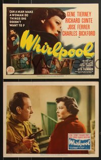 7p1183 WHIRLPOOL 8 LCs 1950 Charles Bickford & Richard Conte, pretty Gene Tierney!