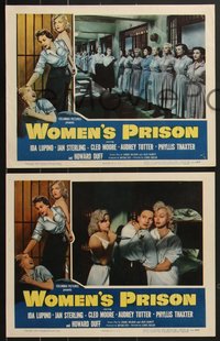 7p1186 WOMEN'S PRISON 8 LCs 1954 Ida Lupino & super sexy convict Cleo Moore, sensational scandal!