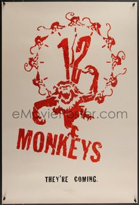 7r0350 12 MONKEYS teaser 1sh 1995 Bruce Willis, Brad Pitt, Stowe, Terry Gilliam directed sci-fi!