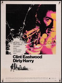 7r0027 DIRTY HARRY 30x40 1971 great c/u of Clint Eastwood pointing gun, Don Siegel crime classic!