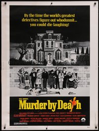 7r0029 MURDER BY DEATH 30x40 1976 Peter Sellers, Charles Addams art of cast by dead body, rare!