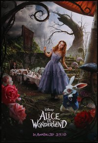 7r0352 ALICE IN WONDERLAND teaser DS 1sh 2010 Tim Burton, Mia Wasikowska in title role as Alice!