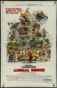 7r0362 ANIMAL HOUSE style B 1sh 1978 John Belushi, John Landis classic, art by Rick Meyerowitz!