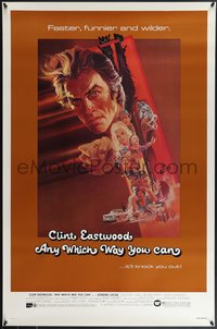 7r0364 ANY WHICH WAY YOU CAN 1sh 1980 cool artwork of Clint Eastwood & Clyde by Bob Peak!