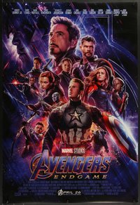 7r0369 AVENGERS: ENDGAME advance DS 1sh 2019 Marvel Comics, cool montage with Hemsworth & top cast!