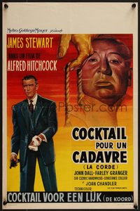 7r0828 ROPE Belgian R1960s great art of James Stewart holding the rope, Alfred Hitchcock classic!