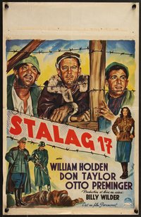 7r0832 STALAG 17 Belgian 1953 Wik art of William Holden & co-stars Billy Wilder WWII POW classic!