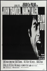 7r0388 BLOW OUT 1sh 1981 John Travolta, Brian De Palma, Allen, murder has a sound all of its own!