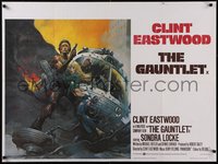 7r0062 GAUNTLET British quad 1977 great art of Clint Eastwood & Sondra Locke by Frank Frazetta!