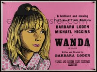 7r0079 WANDA British quad 1971 Barbara Loden cult classic, art by by Peter Strausfeld, ultra rare!