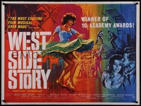 7r0080 WEST SIDE STORY British quad 1962 Academy Award winning classic musical, Wiggins art, rare!