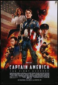 7r0398 CAPTAIN AMERICA: THE FIRST AVENGER advance DS 1sh 2011 Chris Evans, Jones, cool cast image!