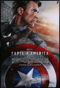 7r0397 CAPTAIN AMERICA: THE FIRST AVENGER advance DS 1sh 2011 Chris Evans holding his shield!