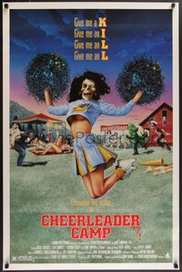 7r0403 CHEERLEADER CAMP 1sh 1987 John Quinn directed, wacky image of sexy cheerleader w/skull head!