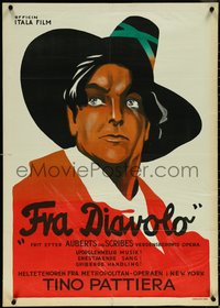 7r0087 FRA DIAVOLO Danish 1932 cool close-up artwork of Tino Pattiera, ultra rare!