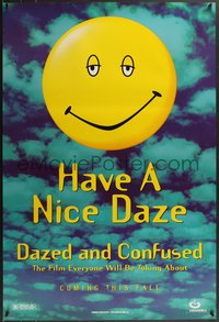 7r0412 DAZED & CONFUSED teaser 1sh 1993 Jovovich, 1st McConaughey, great happy face image!