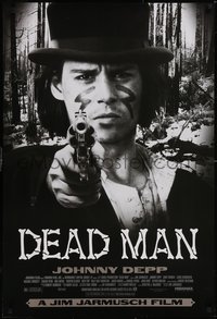 7r0414 DEAD MAN 1sh 1996 great image of Johnny Depp pointing gun, Jim Jarmusch's mystic western!