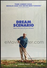 7r0423 DREAM SCENARIO teaser DS 1sh 2023 man of your dreams Nicolas Cage raking leaves, ultra rare!