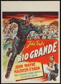 7r0749 RIO GRANDE Dutch 1952 artwork of John Wayne running with sword, directed by John Ford!