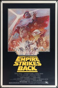 7r0430 EMPIRE STRIKES BACK studio style 1sh R1981 George Lucas sci-fi classic, cool artwork by Tom Jung!