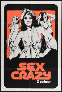 7r0097 SEX CRAZY English double crown 1970s great different dayglo art of sexy women, ultra rare!