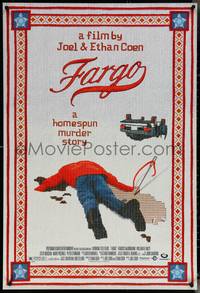 7r0435 FARGO DS 1sh 1996 a homespun murder story from Coen Brothers, Dormand, needlepoint design!