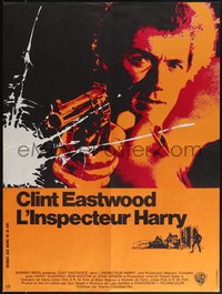 7r0106 DIRTY HARRY French 23x30 1972 cool art of Clint Eastwood w/gun, Don Siegel crime classic!