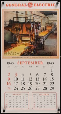 7r0095 GENERAL ELECTRIC calendar 1945 art of giant hot mill by John Polgreen, ultra rare!