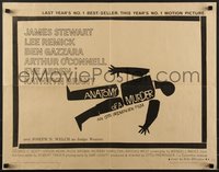 7r0836 ANATOMY OF A MURDER style A 1/2sh 1959 Otto Preminger, Saul Bass dead body silhouette art!