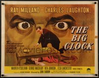 7r0841 BIG CLOCK style A 1/2sh 1948 wild art of Ray Milland w/body & close up giant looming eyes!