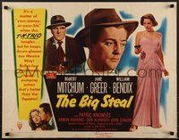 7r0842 BIG STEAL style B 1/2sh 1949 great art of Robert Mitchum + Jane Greer & William Bendix w/guns!