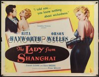 7r0866 LADY FROM SHANGHAI style B 1/2sh 1947 sexy blonde Rita Hayworth & w/Orson Welles, rare!